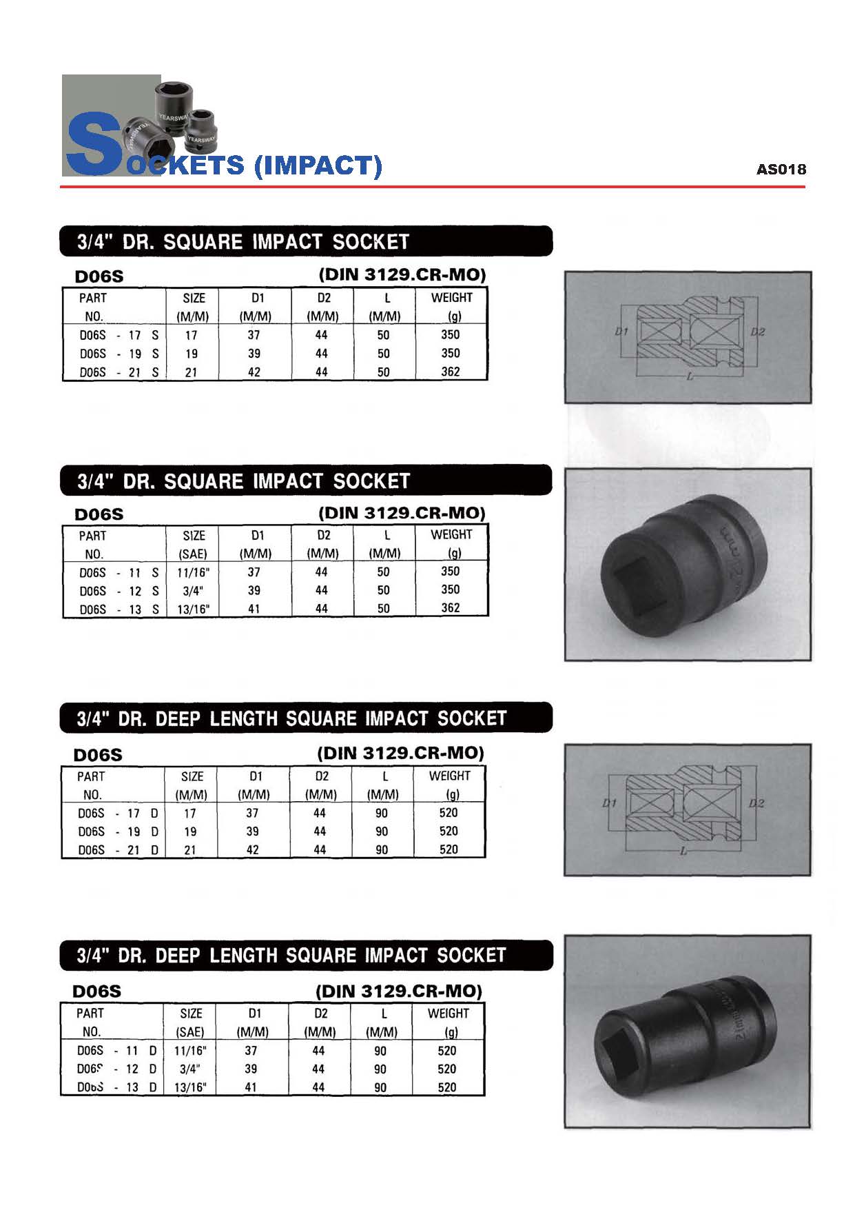Years Way Air Impact Sockets - 3/8